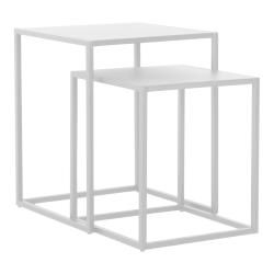 Set de 2 tables gigognes pour salon acier blanc mat 03_0010608