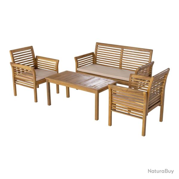 Salon de jardin 4 pi�ces bois d'acacia naturel beige 03_0010529