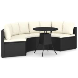 Salon de jardin meuble d'ext&eacute;rieur ensemble de mobilier 5 pi&egrave;ces avec coussins r&eacute;sine tress&eacute;e noir
