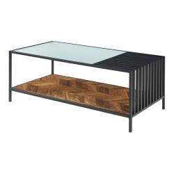 Table basse console d'appoint 120 x 60 x 45 cm noir / effet ch&ecirc;ne fonc&eacute; 03_0010835