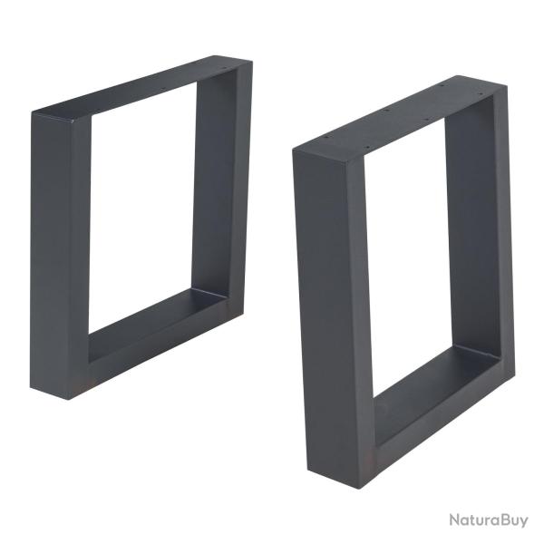 Lot de 2 pieds de table meuble moderne design original DIY acier 40 x 43 cm noir 03_0009675