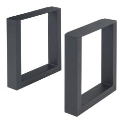 Lot de 2 pieds de table meuble moderne design original acier 43 x 40 cm noir 03_0009679
