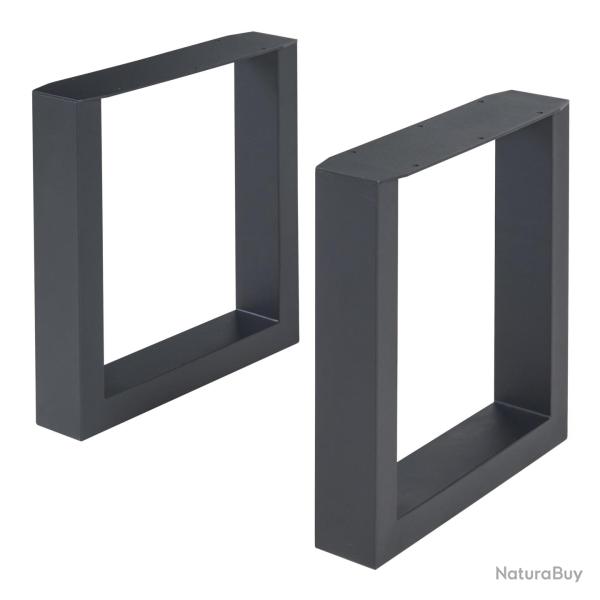 Lot de 2 pieds de table meuble moderne design original acier 43 x 40 cm noir 03_0009679