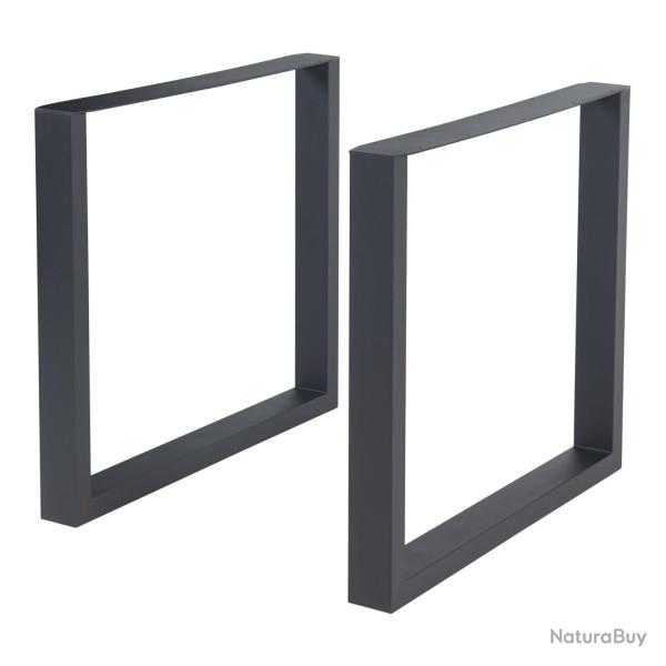 Lot de 2 pieds de table meuble moderne design original DIY acier 72 x 80 cm noir 03_0009683