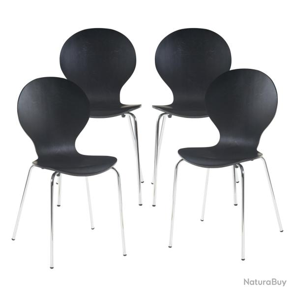 Lot de 4 chaises de salle � manger moderne design robuste noir chrome 03_0009821