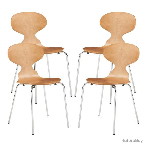 Lot de 4 chaises de salle � manger moderne design robuste effet noyer / chrome 03_0009835