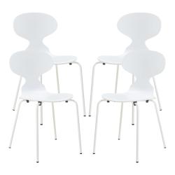 Lot de 4 chaises de salle &agrave; manger moderne design robuste blanc 03_0009833