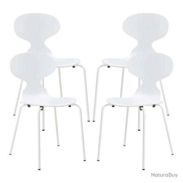 Lot de 4 chaises de salle � manger moderne design robuste blanc 03_0009833