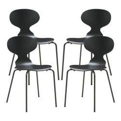 Lot de 4 chaises de salle &agrave; manger moderne design robuste noir 03_0009837