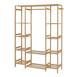 Portant &agrave; v&ecirc;tements portemanteau porte-v&ecirc;tements penderie dressing ouvert 165 x 122 x 35 cm bambou