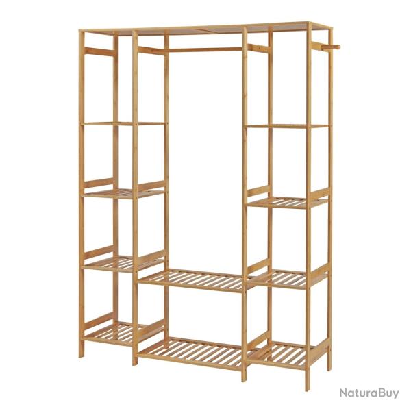 Portant � v�tements portemanteau porte-v�tements penderie dressing ouvert 165 x 122 x 35 cm bambou