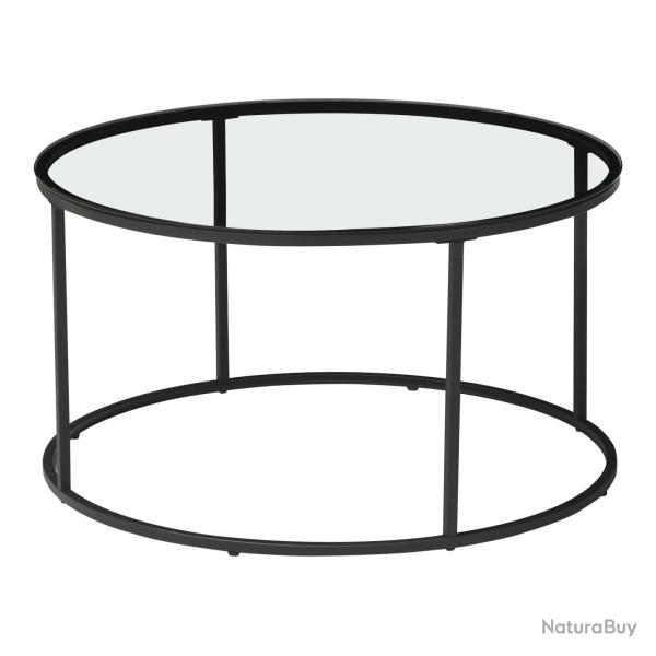 Table basse console d'appoint verre tremp� clair 45 x 80 cm noir 03_0010805