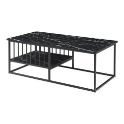 Table basse console d'appoint 120 x 60 x 42 cm effet marbre noir 03_0010837
