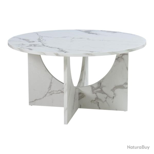 Table basse console d'appoint 80 x 42 cm effet marbre blanc 03_0010845