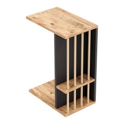 Table d'appoint panneau de particules bois plastique 44 x 29 x 65 cm effet bois noir 03_0010959