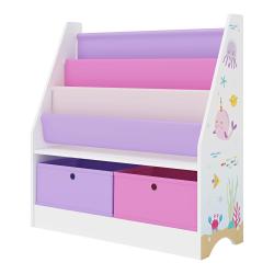&Eacute;tag&egrave;re design intemporel salon chambre meuble de rangement d'enfant &agrave; 3 compartiments avec 2 bo&icirc;te