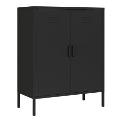 Armoire &eacute;tag&egrave;re meuble de rangement m&eacute;tallique acier 102 x 80 x 40 cm noir mat 03_0008912