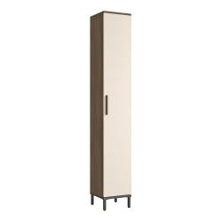 Armoire &eacute;tag&egrave;re meuble de rangement &agrave; porte Lieto 6 niveaux 183,5 x 29,5 x 29,5 cm ch&ecirc;ne gris / bei