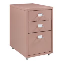 Caisson de bureau armoire meuble de rangement &agrave; roulettes acier 48 x 28 x 41 cm marron clair 03_000