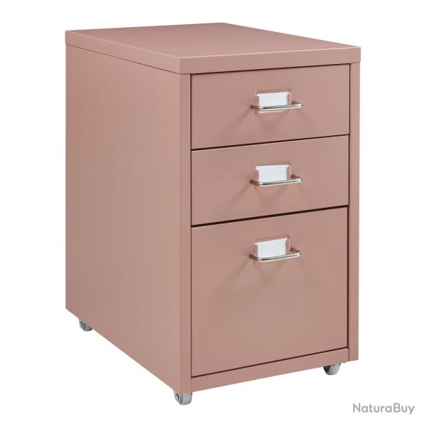 Caisson de bureau armoire meuble de rangement � roulettes acier 48 x 28 x 41 cm marron clair 03_000