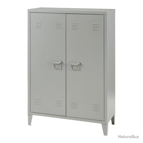 Casier de bureau m�tallique � 2 portes 110 x 75 x 33 cm gris fonc� 03_0009180