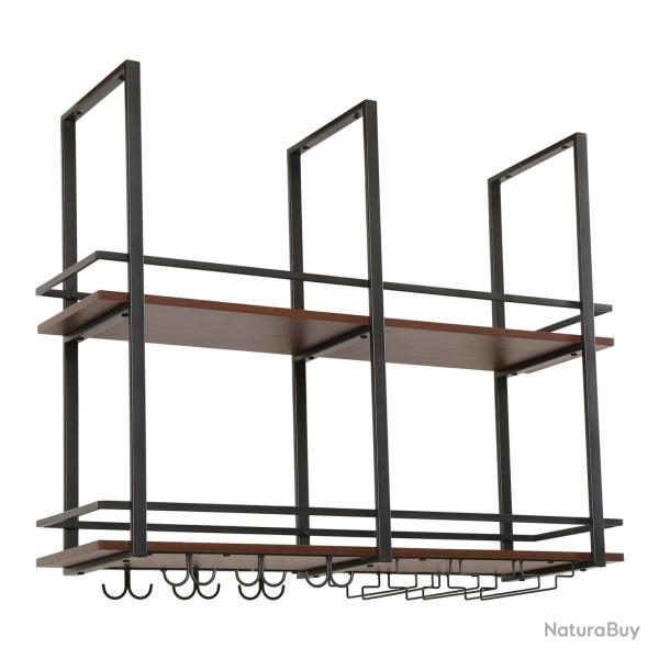 Casier � vin suspendu m�tal 100 x 30 x 85 cm noir effet noyer 03_0009191