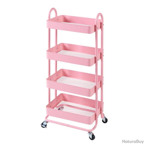 Chariot de service desserte cuisine salon meuble de rangement � 4 paniers 104 x 46 x 35 cm acier ro