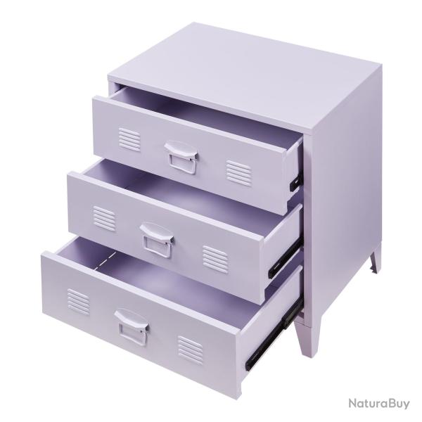 Commode meuble de rangement pratique entr�e salon chambre m�tallique avec 3 tiroirs acier 72 x 60 x