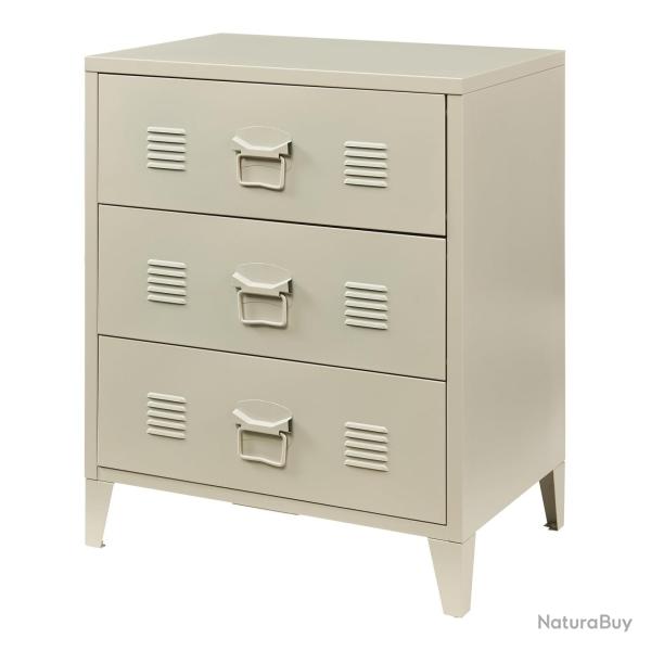 Commode meuble de rangement pratique entr�e salon chambre m�tallique avec 3 tiroirs acier 72 x 60 x