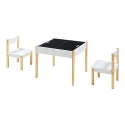 Ensemble de table et 2 chaises pour enfants naturel blanc noir 03_0009454
