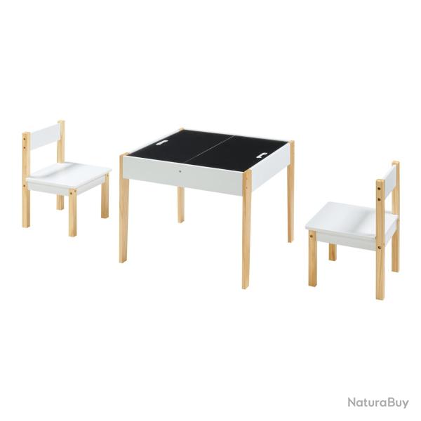 Ensemble de table et 2 chaises pour enfants naturel blanc noir 03_0009454