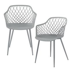 Lot de 2 chaises de salle &agrave; manger salon design moderne cuisine 82 x 56 x 52 cm gris clair 03_00096