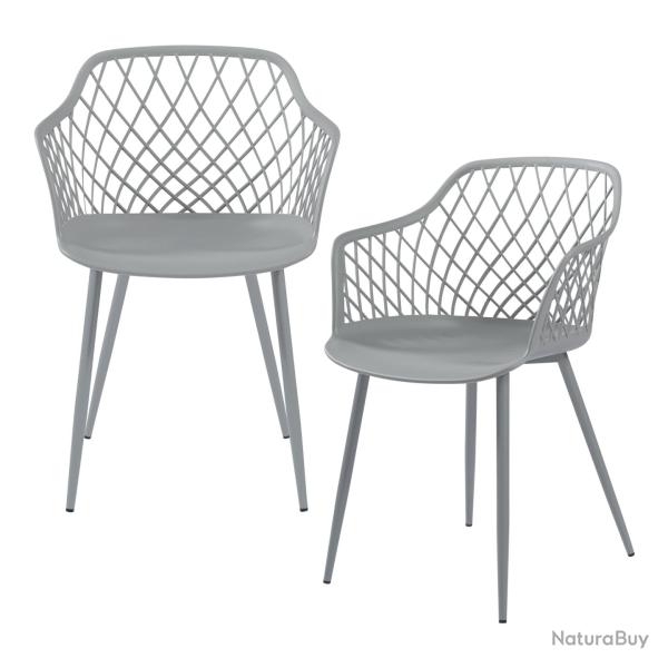 Lot de 2 chaises de salle � manger salon design moderne cuisine 82 x 56 x 52 cm gris clair 03_00096
