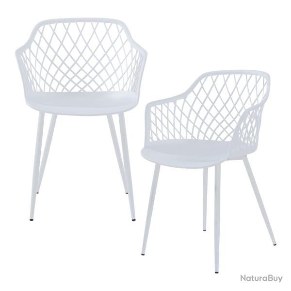 Lot de 2 chaises de salle � manger salon design moderne cuisine 82 x 56 x 52 cm blanc 03_0009623