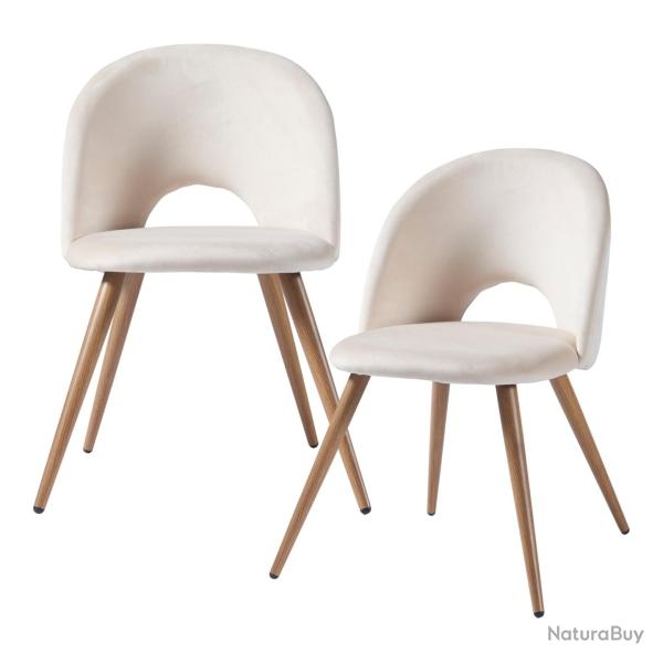 Lot de 2 chaises de salle � manger salon design moderne cuisine 77 x 50 x 55 cm beige 03_0009626