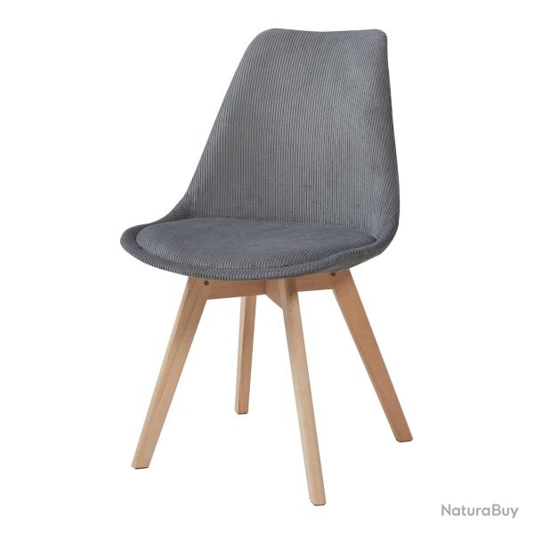 Lot de 2 chaises de salle � manger salon design moderne cuisine velours c�tel� gris 03_0009614