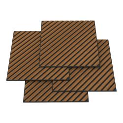 Lot de 12 panneaux acoustiques &agrave; lamelles en diagonale 4,32 m&sup2; effet teck 03_0009573