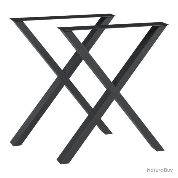 Lot de 2 pieds de table meuble moderne design original DIY Greith acier 72 x 59 cm noir 03_0009665