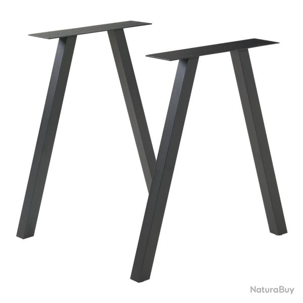 Lot de 2 pieds de table meuble moderne design original DIY acier 72 x 70 cm noir 03_0009669