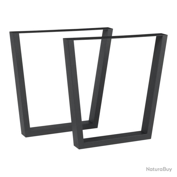 Lot de 2 pieds de table meuble moderne design original DIY acier 72 x 75 cm noir 03_0009672