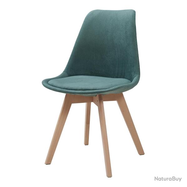 Lot de 2 chaises de salle � manger salon design moderne cuisine velours c�tel� vert fonc� 03_0009616