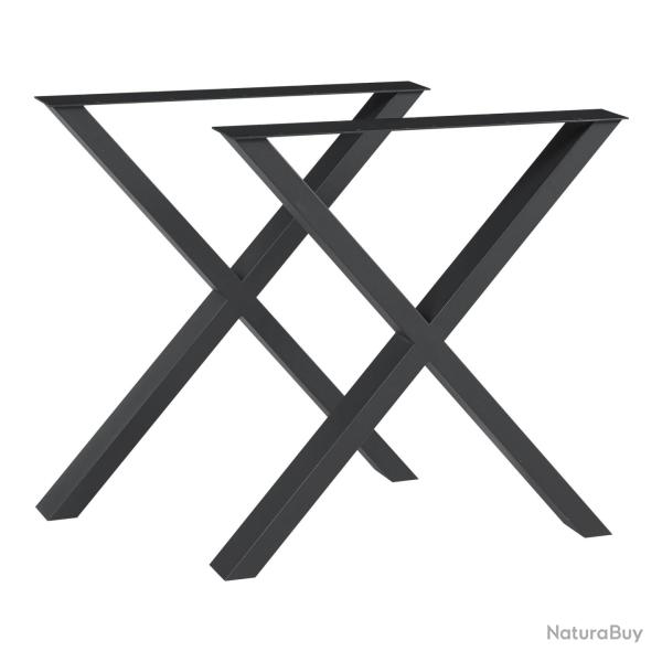 Lot de 2 pieds de table meuble moderne design original DIY Greith acier 72 x 79 cm noir 03_0009667