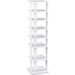 &Eacute;tag&egrave;re &agrave; chaussures rangement 26,5 x 27,5 x 110 cm 7 niveaux spacieux en design moderne blanc 20_0