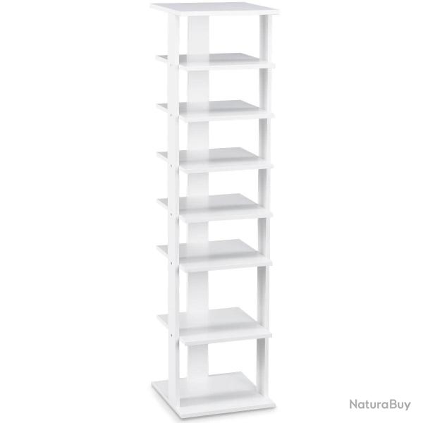 �tag�re � chaussures rangement 26,5 x 27,5 x 110 cm 7 niveaux spacieux en design moderne blanc 20_0