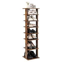 Meuble &agrave; chaussures 7 niveaux rangement d'angle 27 x 26 x 110 cm design moderne en MDF marron 20_00