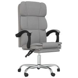 Chaise fauteuil si&egrave;ge pivotante de inclinable de bureau informatique &eacute;tude clair tissu gris 02_0024