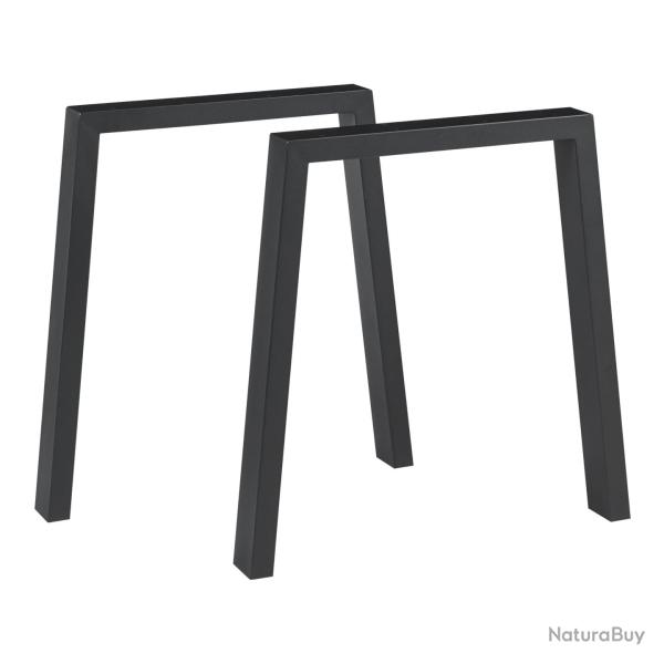 Lot de 2 pieds de table meuble moderne design original 72 x 70 cm acier noir 03_0009670