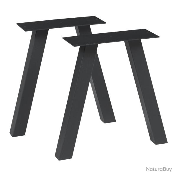 Lot de 2 pieds de table meuble moderne design original 42 x 40 cm acier noir 03_0009685