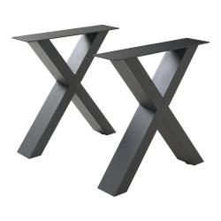 Lot de 2 pieds de table meuble moderne design 42 x 40 cm acier noir 03_0009686