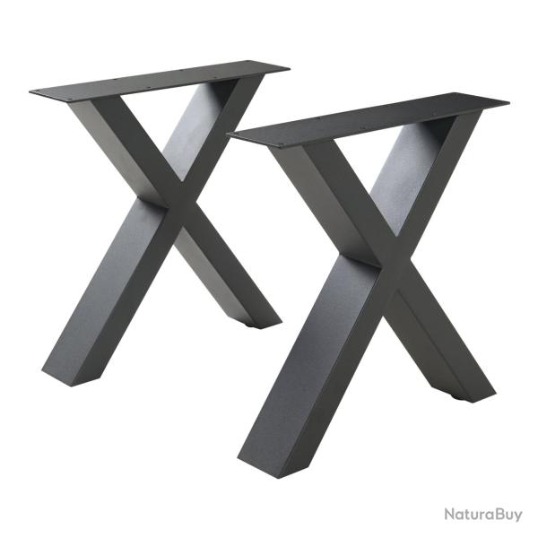 Lot de 2 pieds de table meuble moderne design 42 x 40 cm acier noir 03_0009686